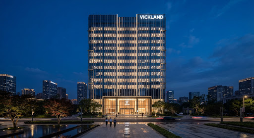 Office building exterior dusk
